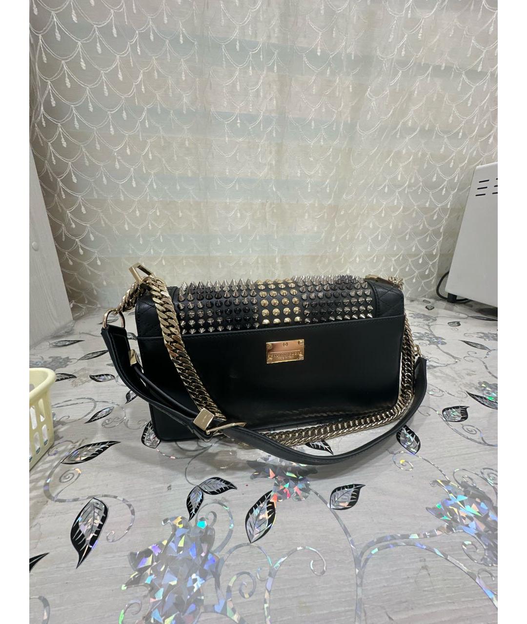 PHILIPP PLEIN Черная кожаная сумка с короткими ручками, фото 3