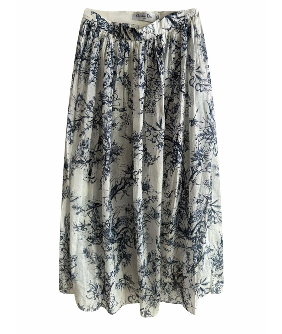CHRISTIAN DIOR Синяя хлопковая юбка миди, фото 1
