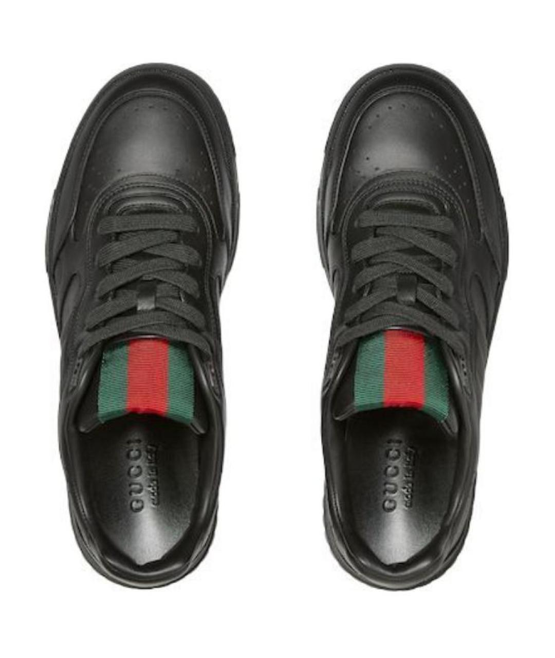 GUCCI Черные кожаные низкие кроссовки / кеды, фото 4