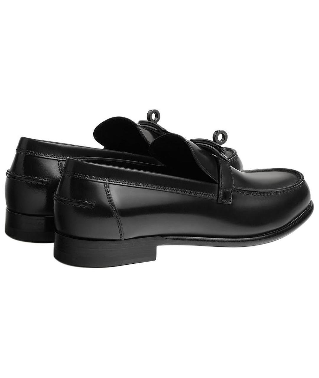 HERMES Черные кожаные лоферы, фото 5