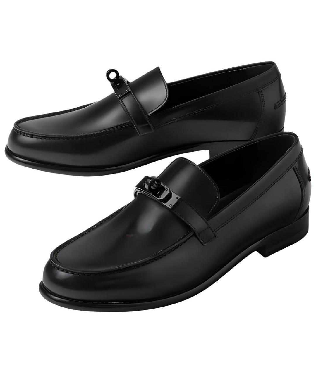 HERMES Черные кожаные лоферы, фото 3