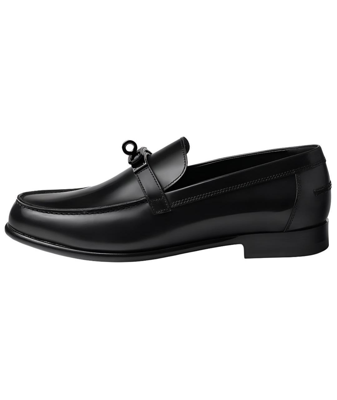 HERMES Черные кожаные лоферы, фото 2