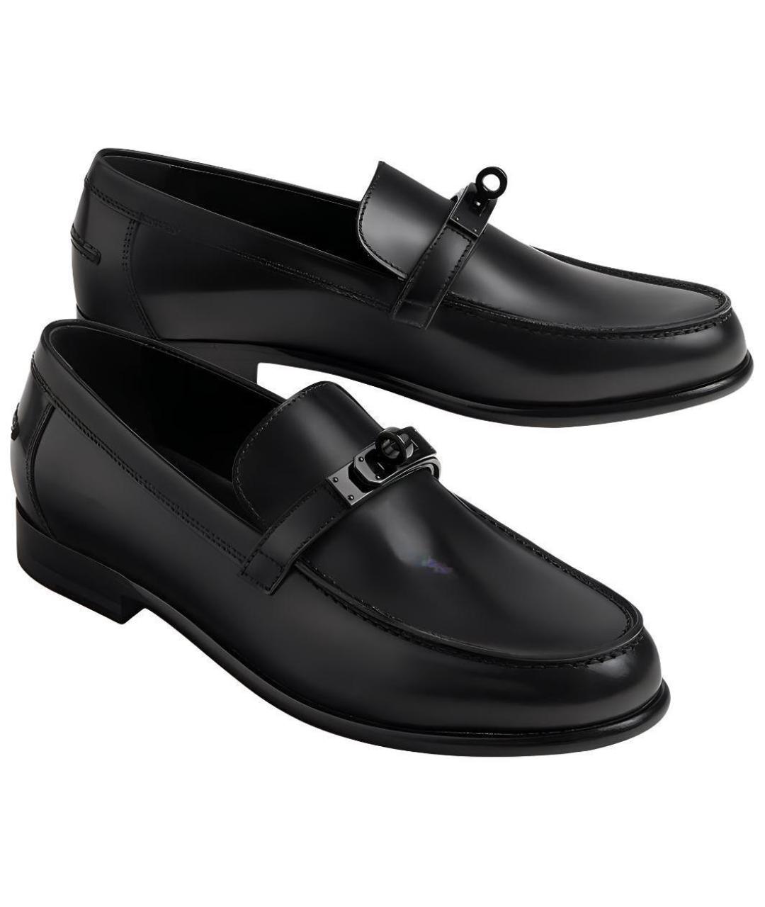 HERMES Черные кожаные лоферы, фото 4