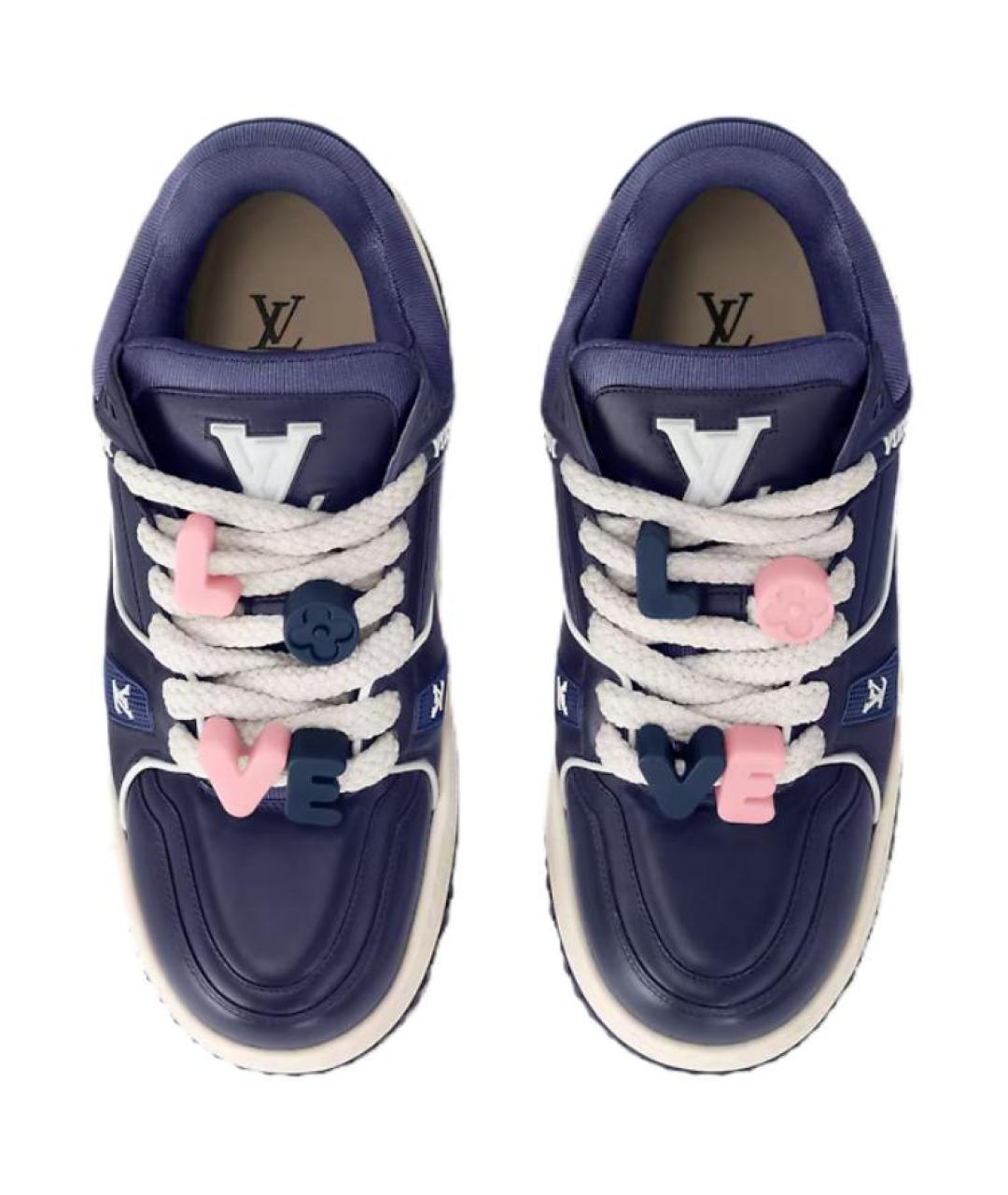 LOUIS VUITTON Синие кожаные низкие кроссовки / кеды, фото 4
