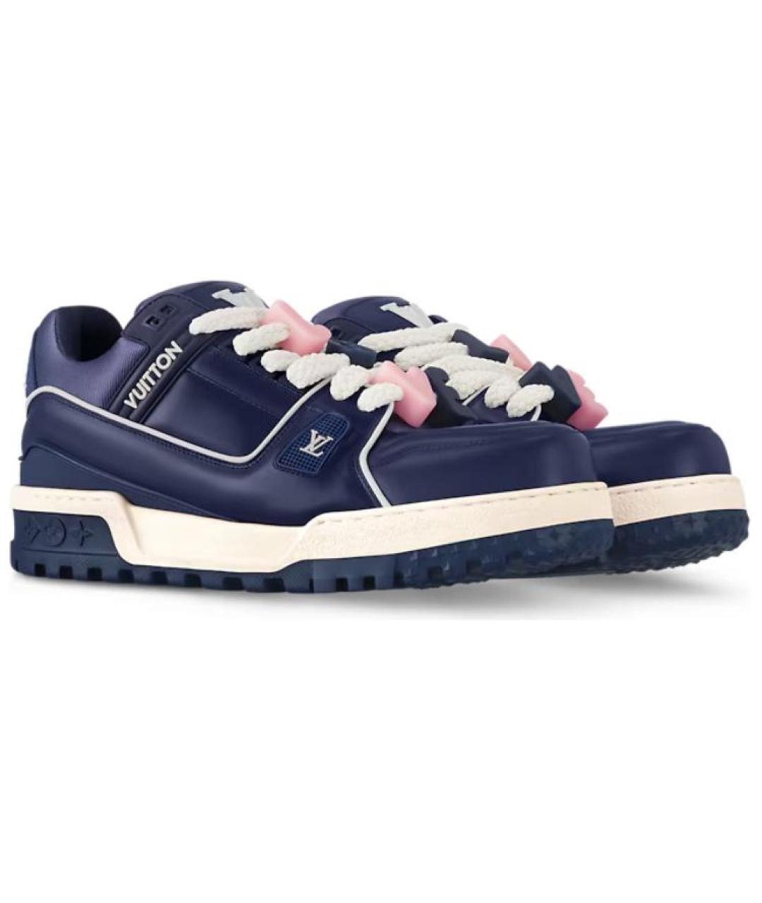 LOUIS VUITTON Синие кожаные низкие кроссовки / кеды, фото 3