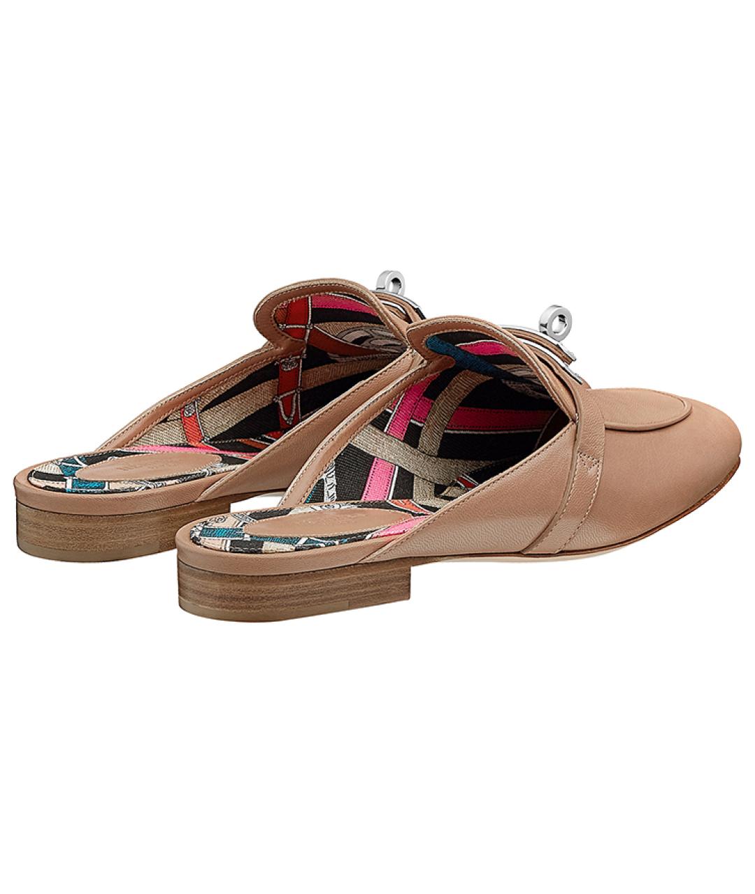 HERMES Коричневые кожаные мюли, фото 4