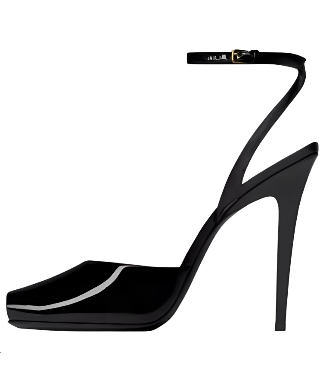 SAINT LAURENT Черные сандалии из лакированной кожи, фото 2