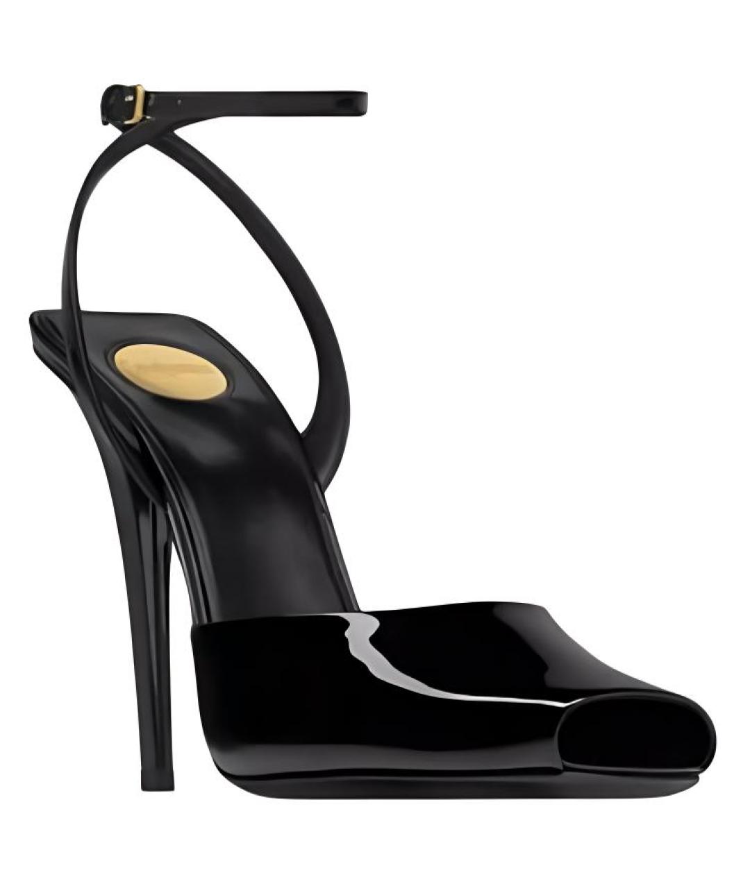 SAINT LAURENT Черные сандалии из лакированной кожи, фото 3