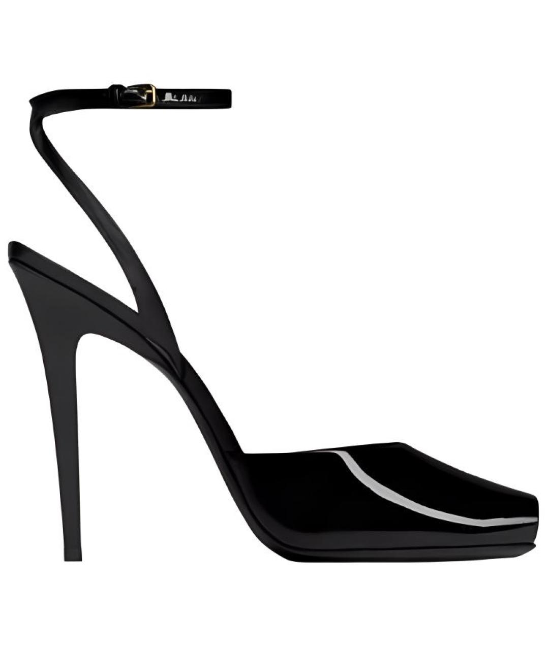 SAINT LAURENT Черные сандалии из лакированной кожи, фото 1