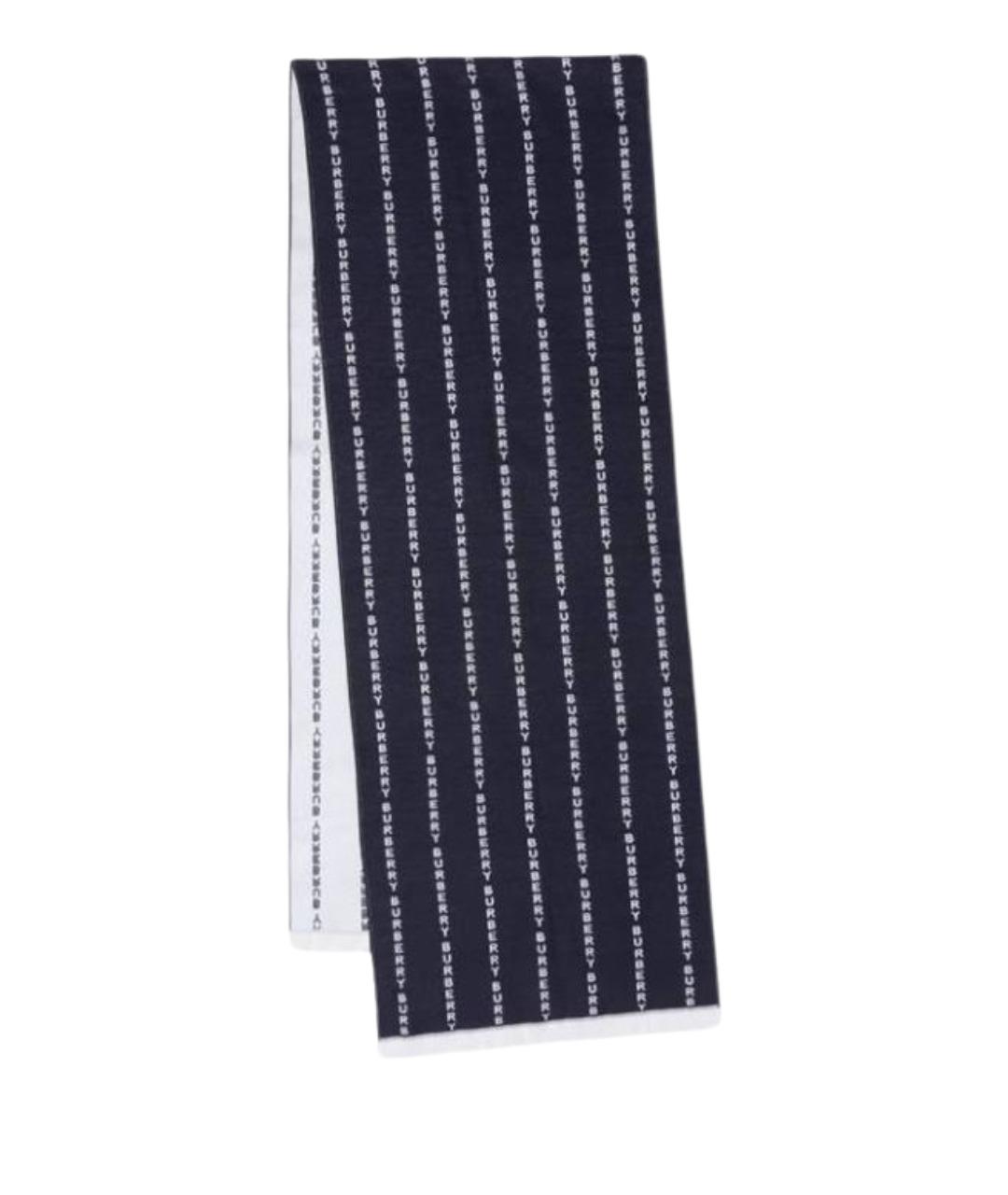 BURBERRY Темно-синий шелковый шарф, фото 1
