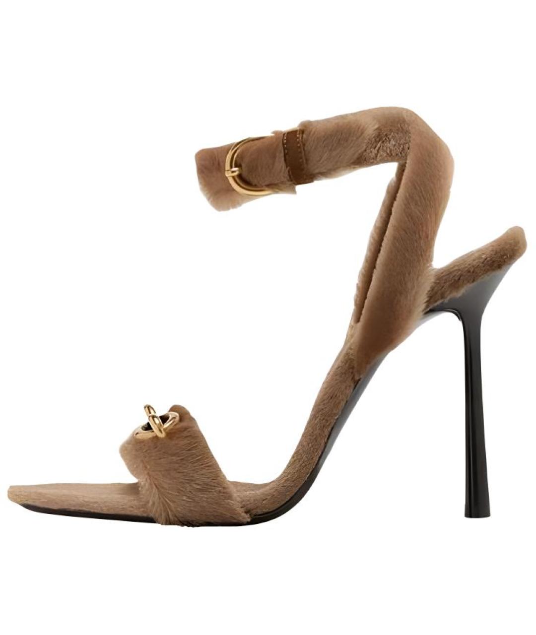 SAINT LAURENT Коричневые босоножки, фото 2