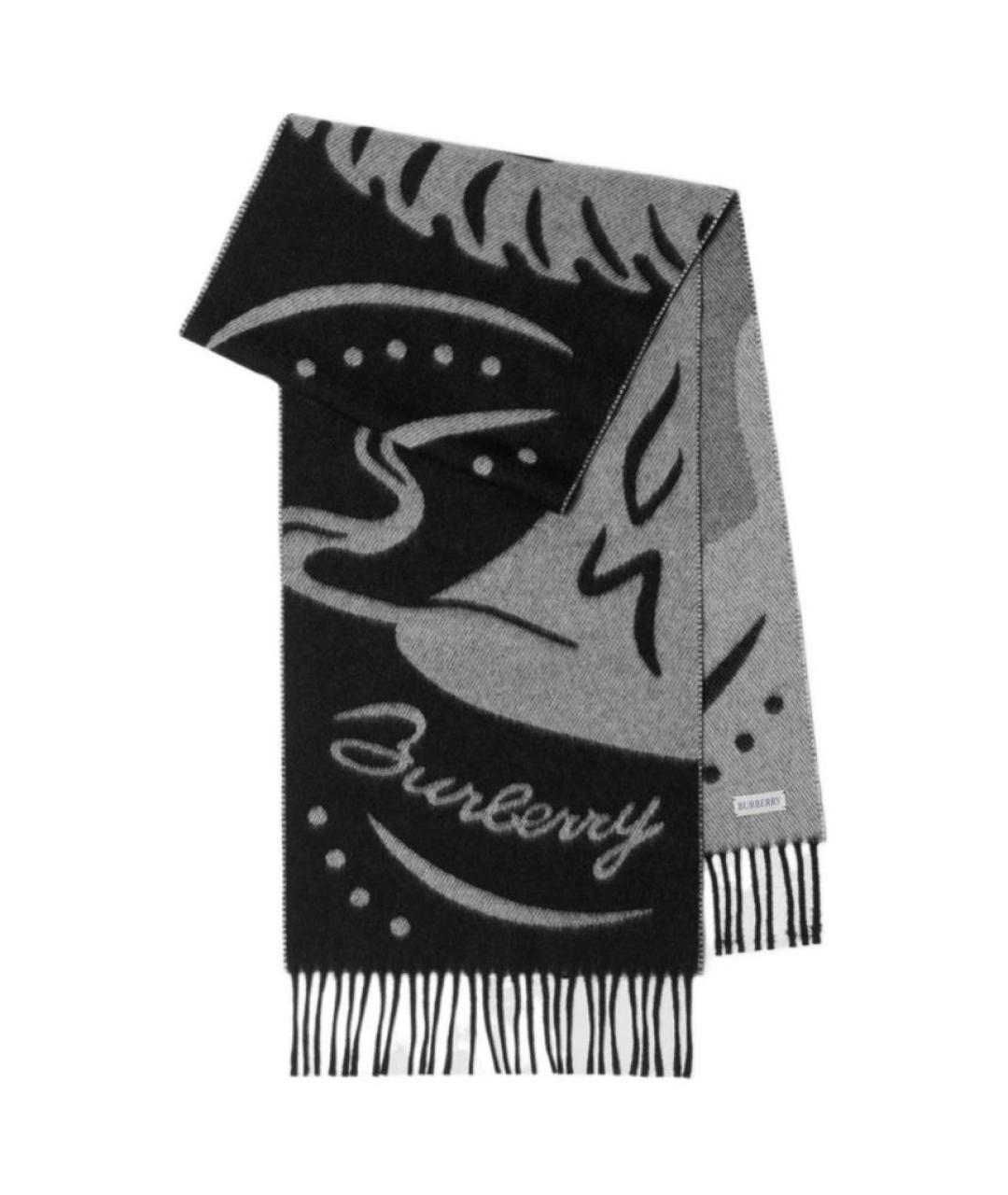 BURBERRY Черный кашемировый шарф, фото 1