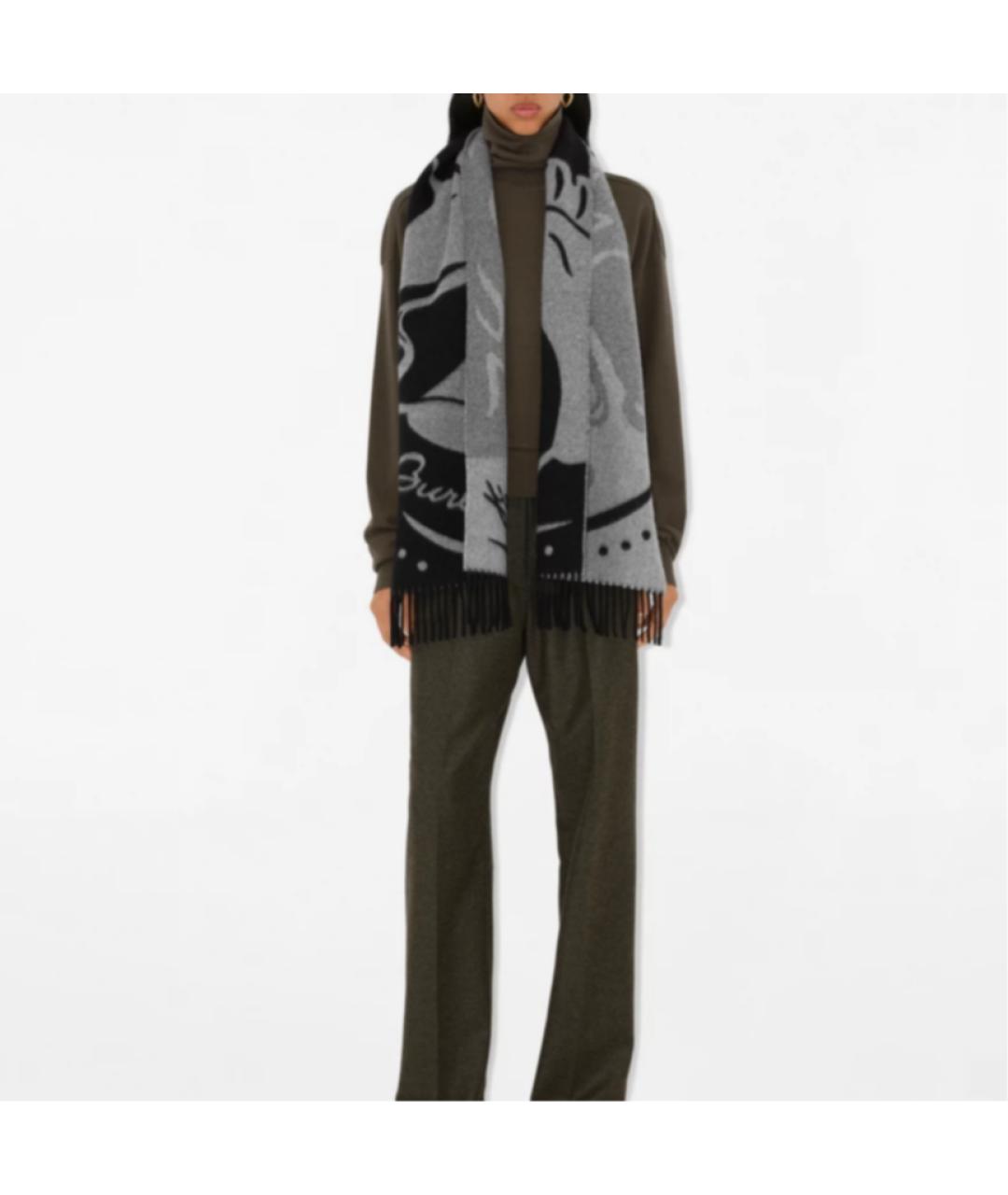 BURBERRY Черный кашемировый шарф, фото 5