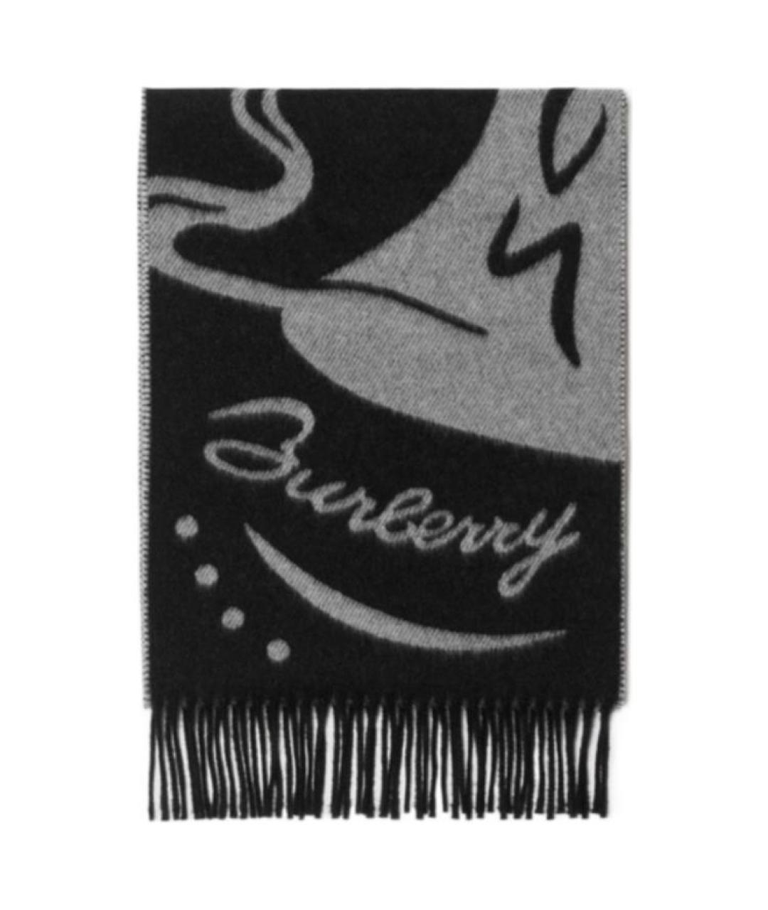 BURBERRY Черный кашемировый шарф, фото 2