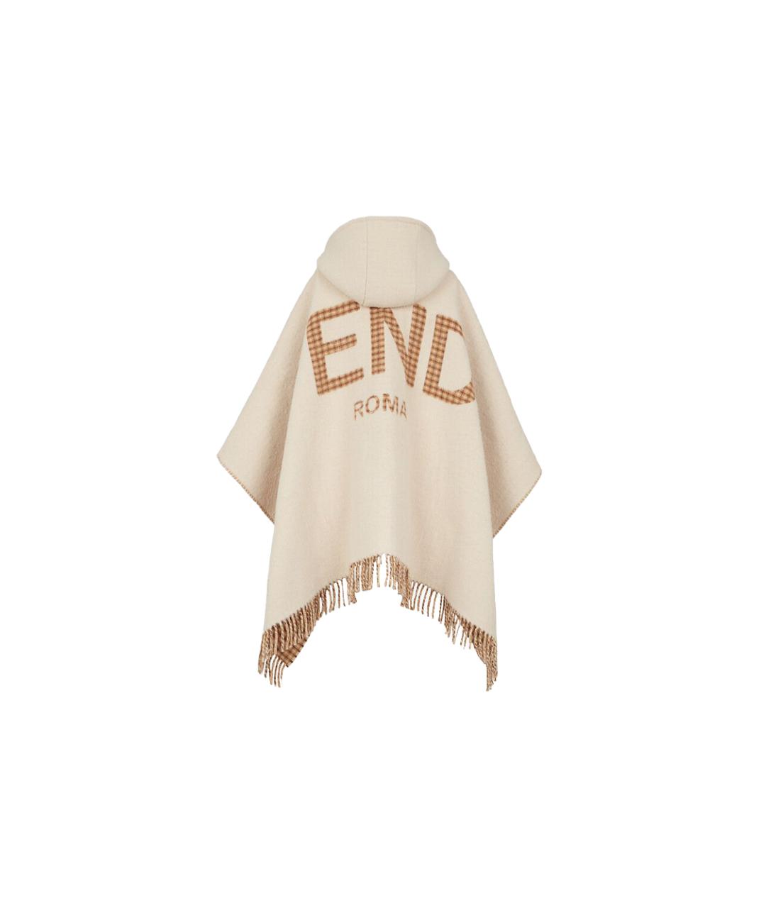 FENDI Бежевый шерстяной платок, фото 2