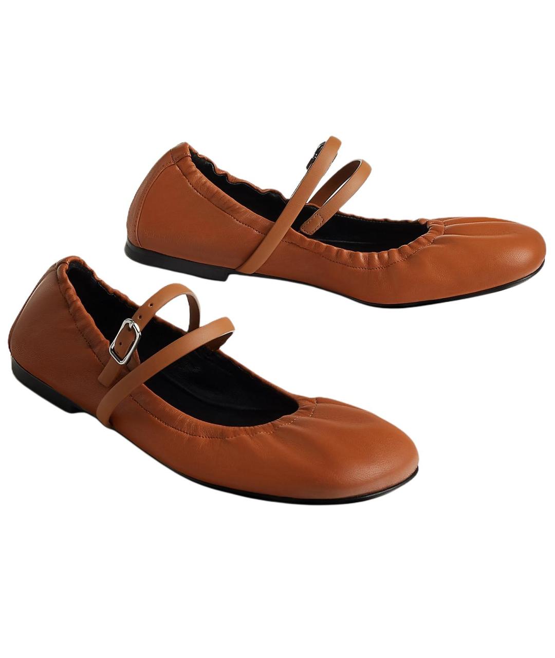 HERMES Коричневые кожаные балетки, фото 3