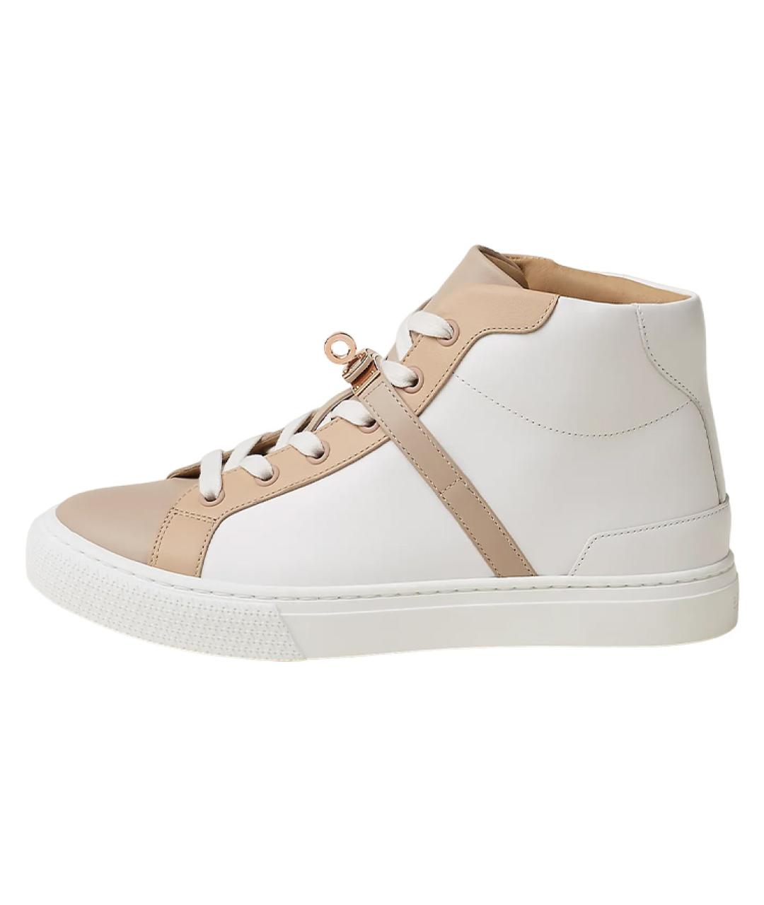 HERMES Белые кожаные кроссовки, фото 2