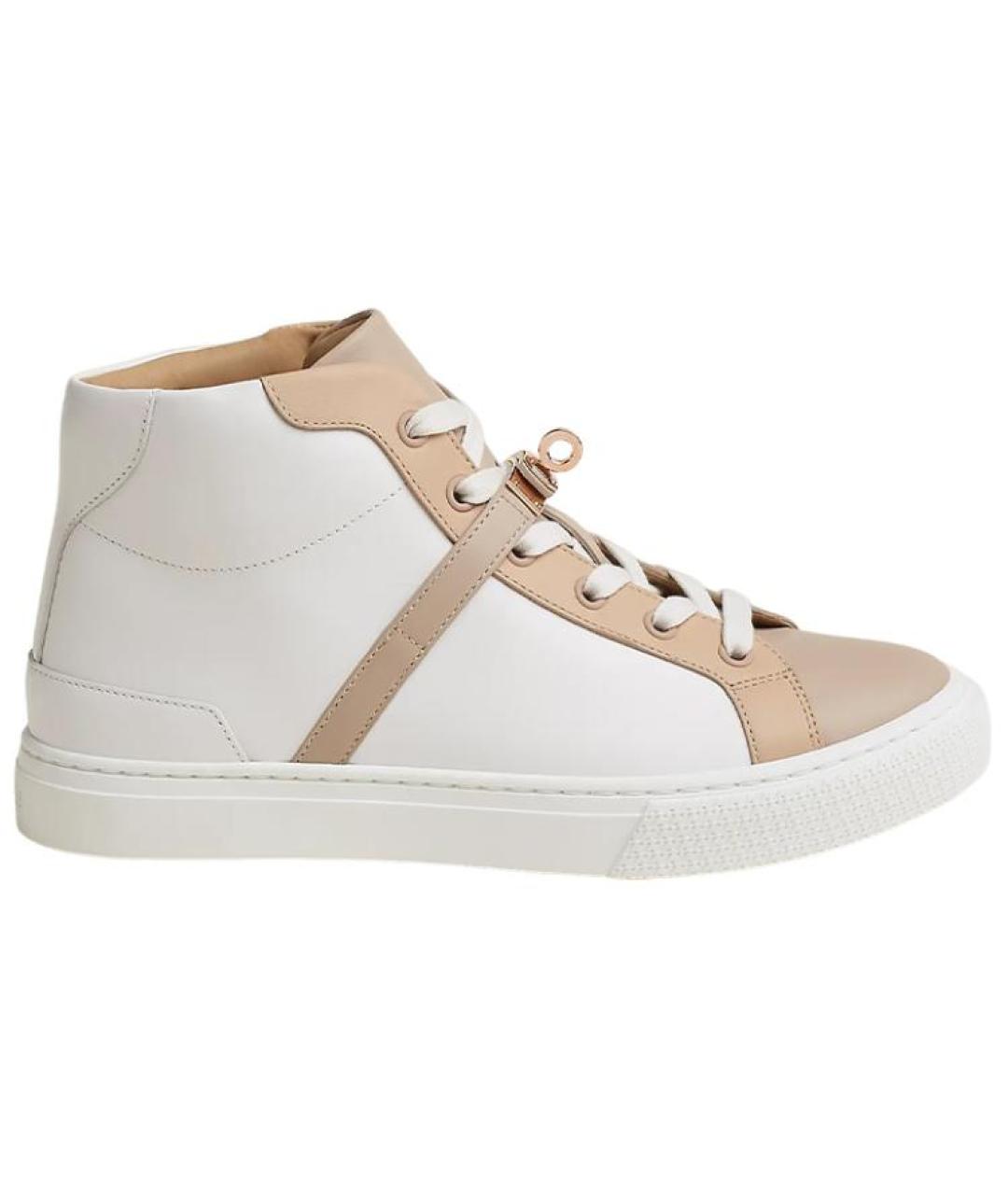 HERMES Белые кожаные кроссовки, фото 1