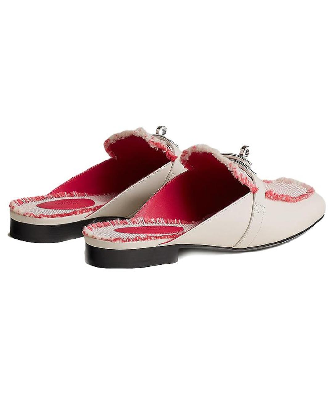 HERMES Бежевые кожаные мюли, фото 5