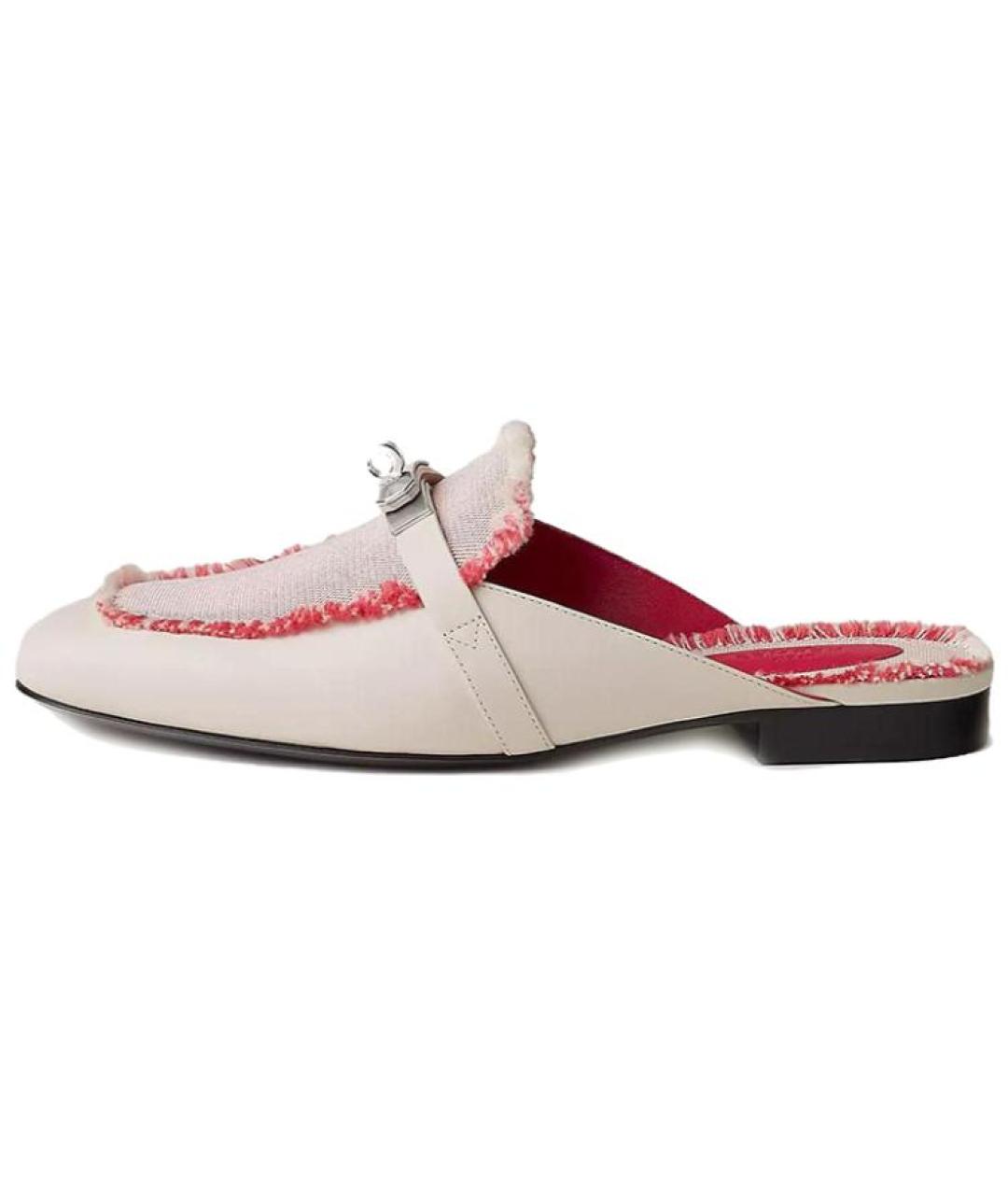 HERMES Бежевые кожаные мюли, фото 2