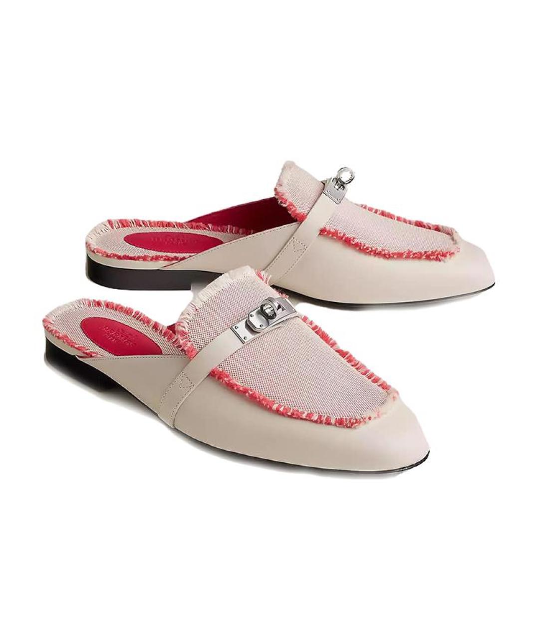 HERMES Бежевые кожаные мюли, фото 4