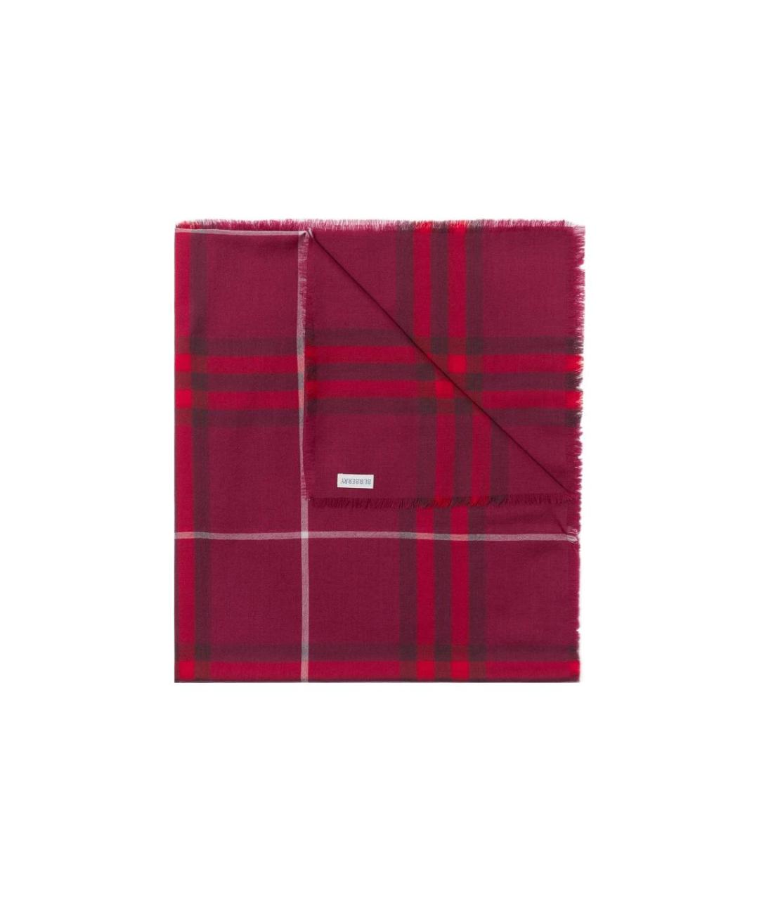 BURBERRY Красный шерстяной шарф, фото 3