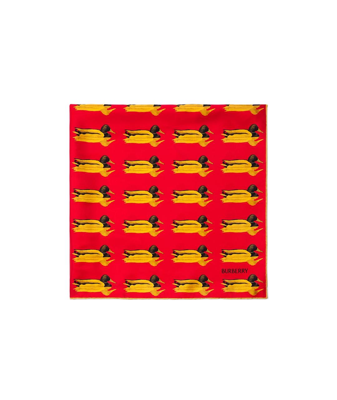 BURBERRY Красный шелковый шарф, фото 1