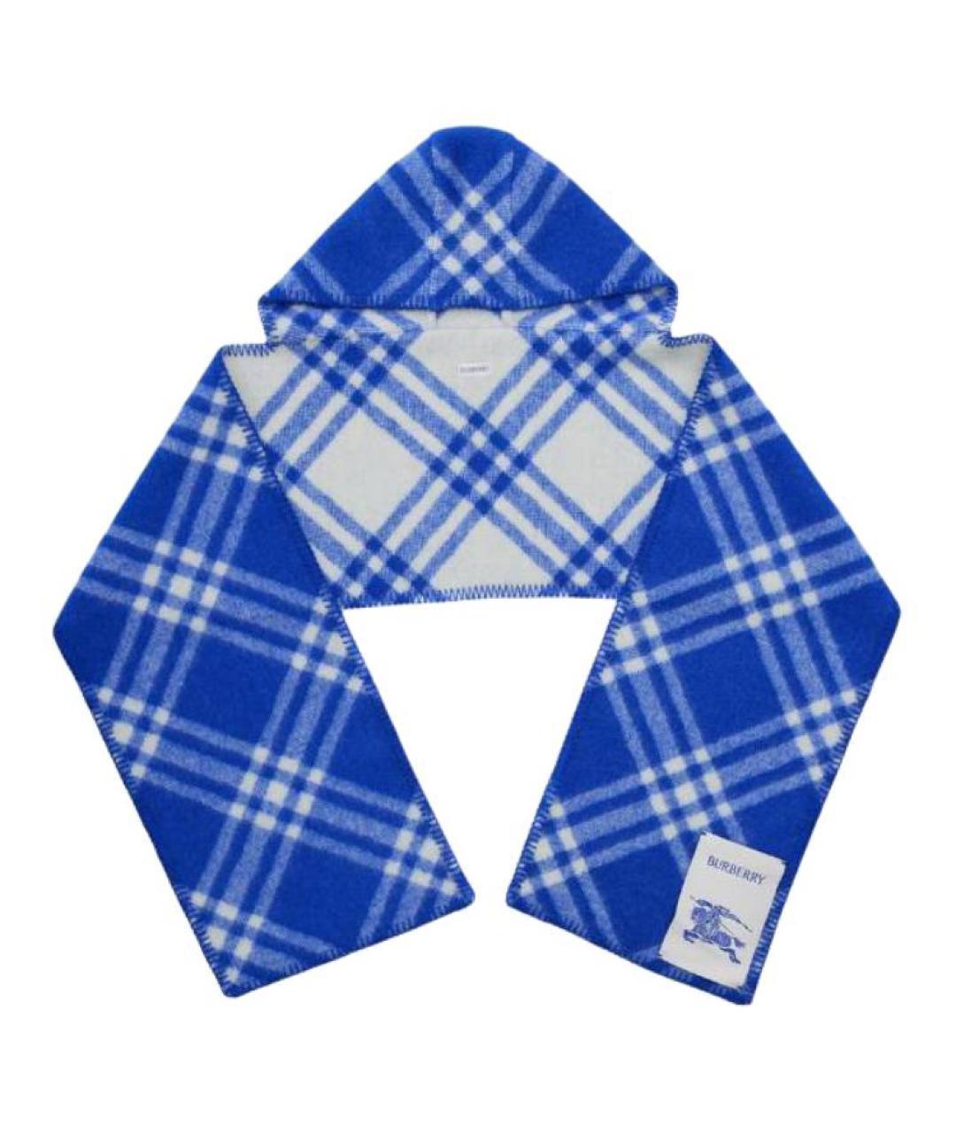 BURBERRY Синий шерстяной шарф, фото 1
