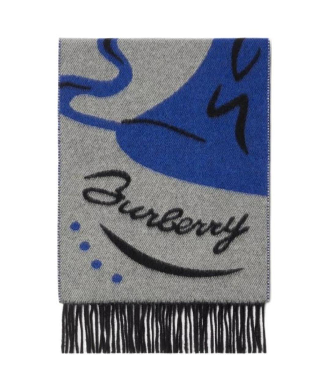 BURBERRY Синий кашемировый шарф, фото 3