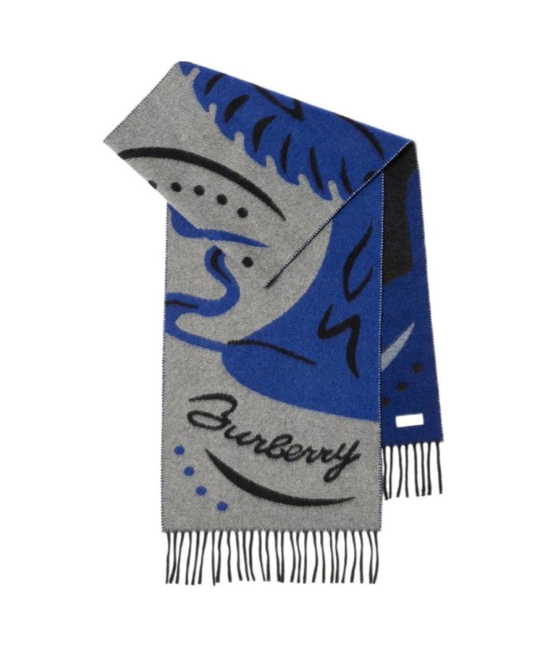 BURBERRY Синий кашемировый шарф, фото 1