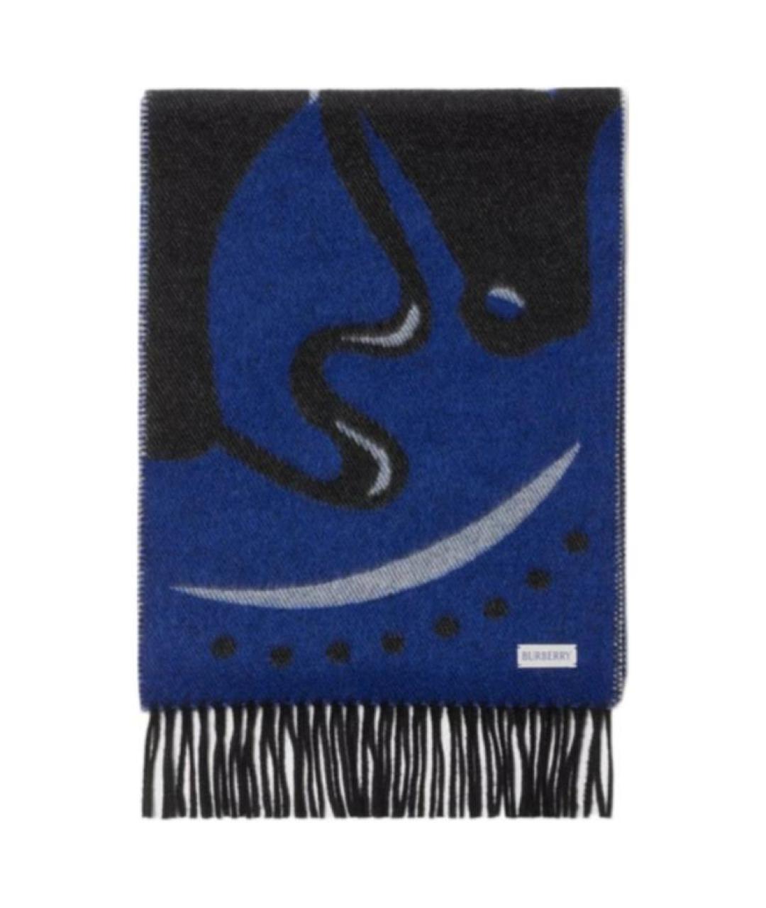 BURBERRY Синий кашемировый шарф, фото 2