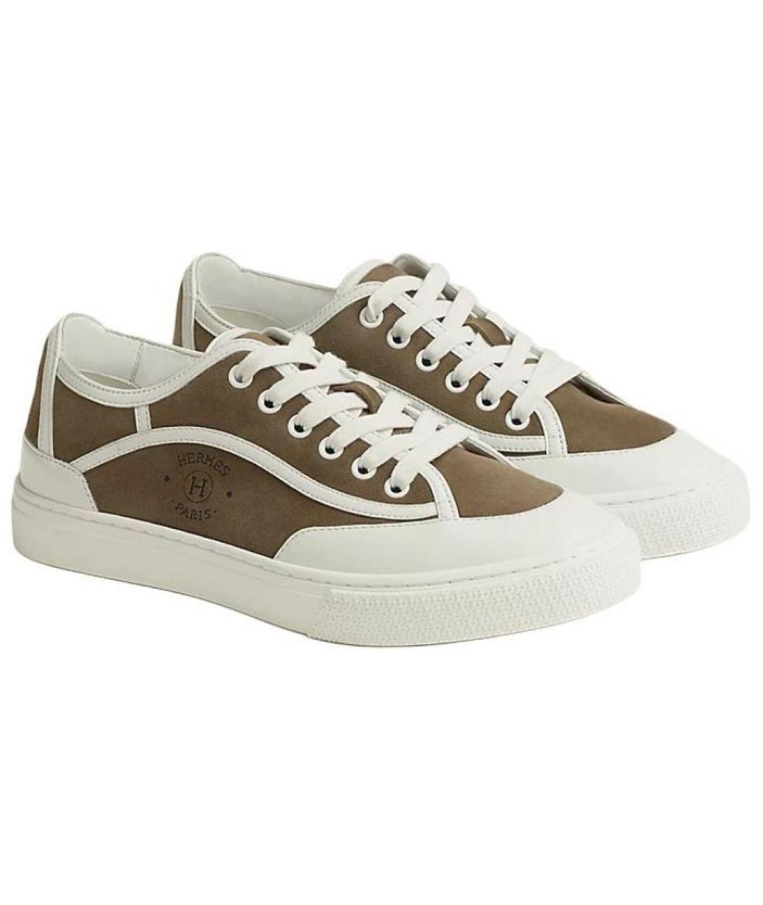 HERMES Коричневые замшевые кроссовки, фото 3