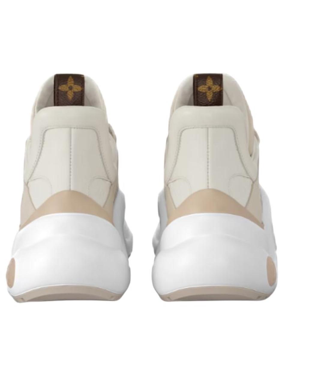 LOUIS VUITTON Бежевые кожаные кроссовки, фото 4