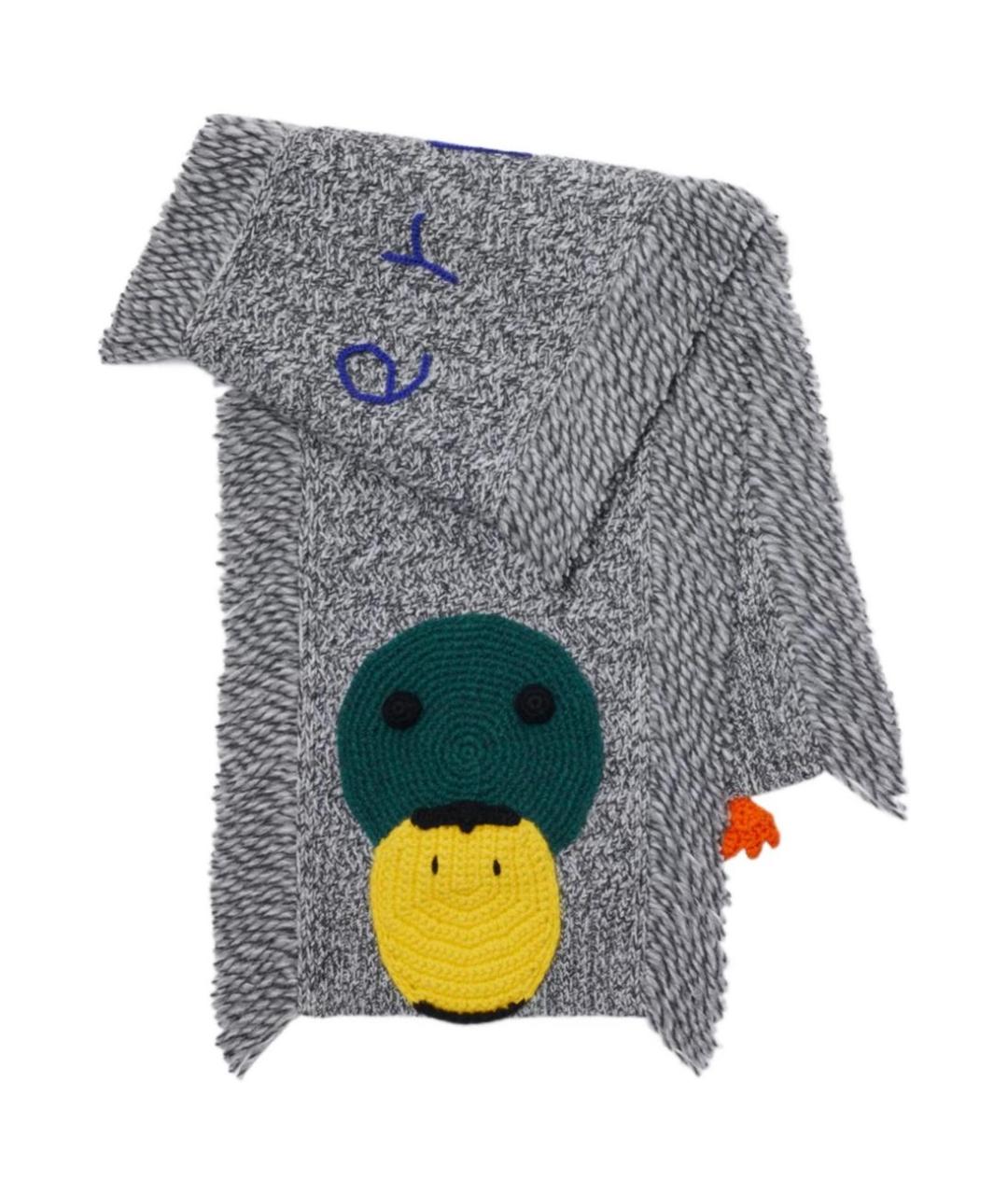 BURBERRY Серый шерстяной шарф, фото 1