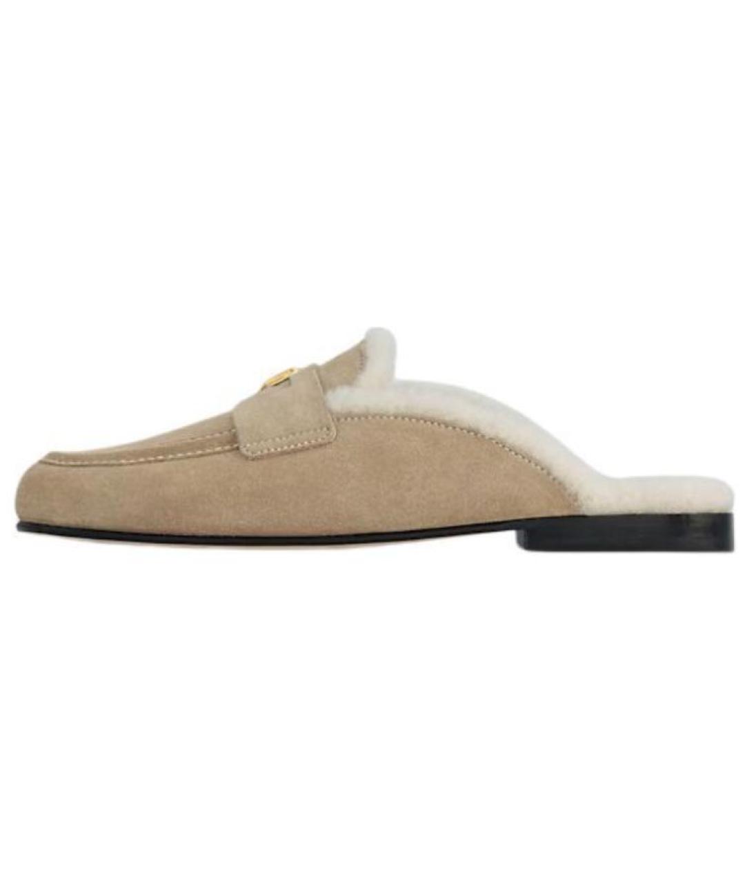 LOUIS VUITTON Бежевые замшевые мюли, фото 2