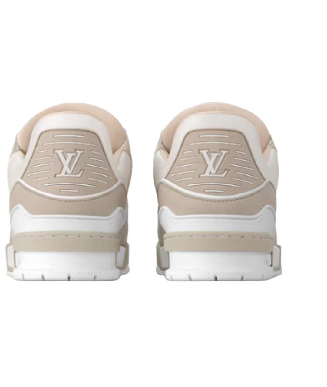 LOUIS VUITTON Бежевые кожаные кроссовки, фото 4