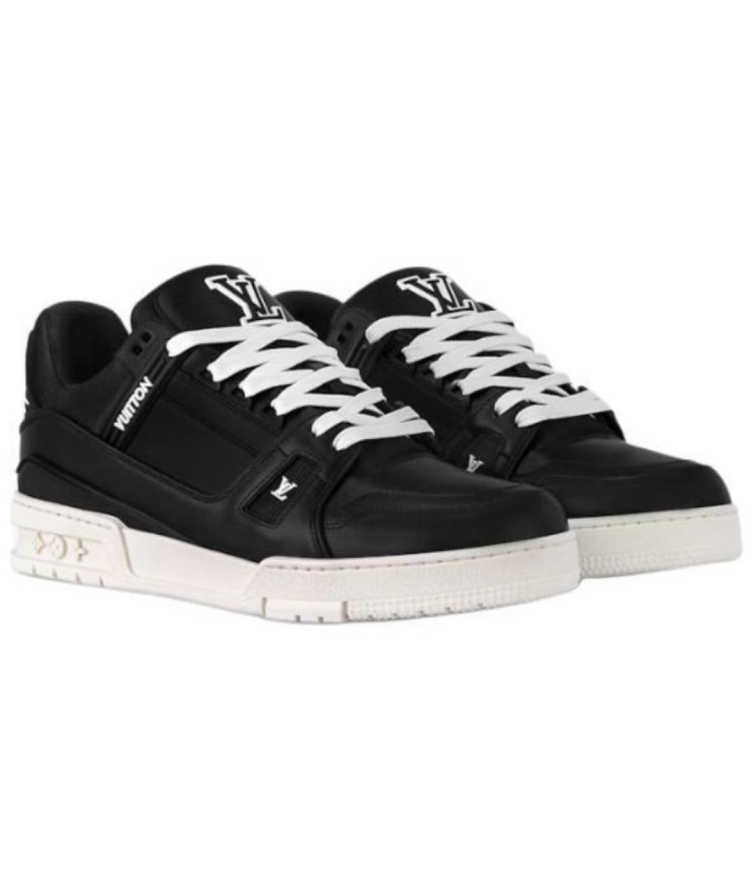 LOUIS VUITTON Черные кожаные низкие кроссовки / кеды, фото 2