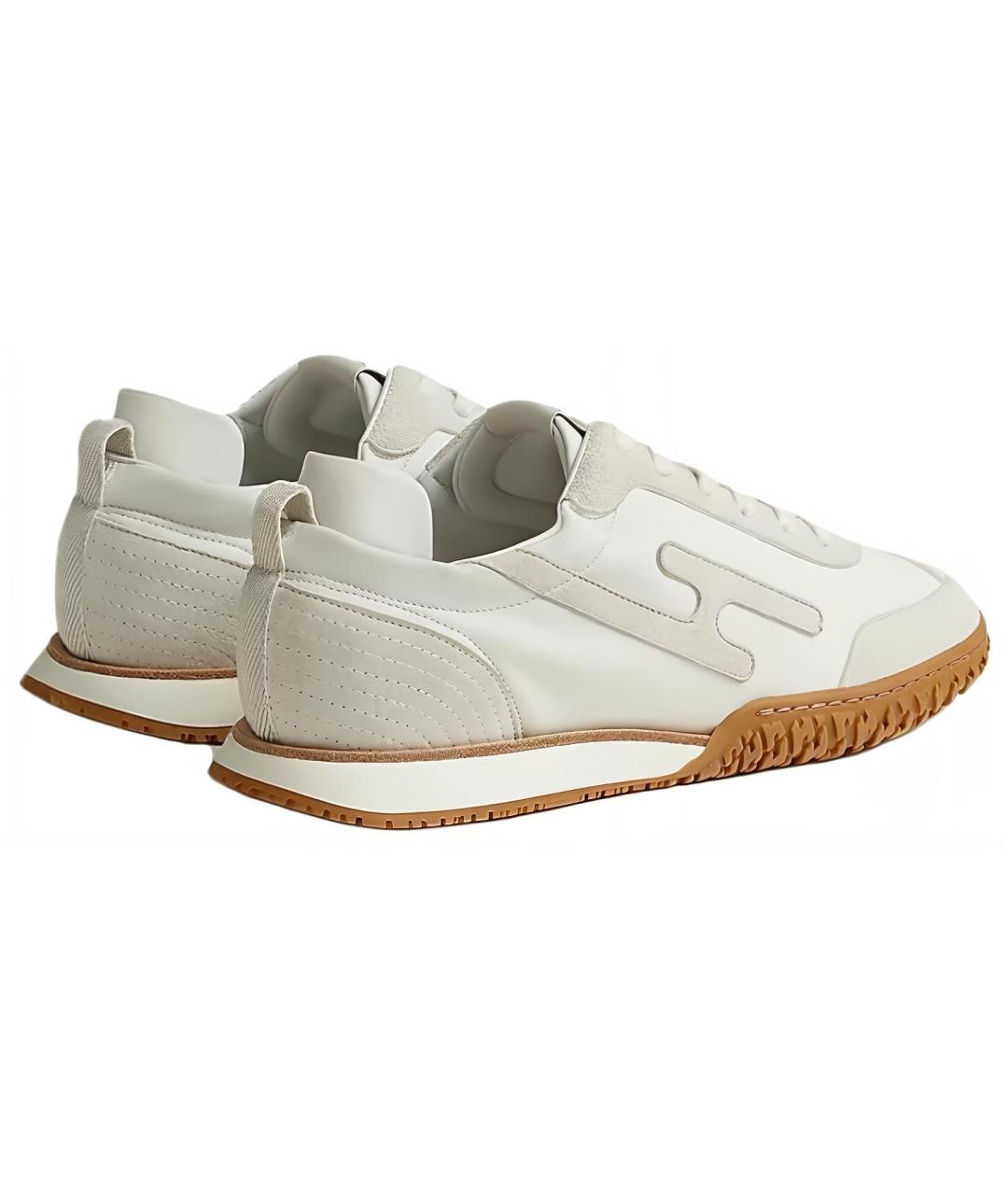 HERMES Белые кожаные кроссовки, фото 4