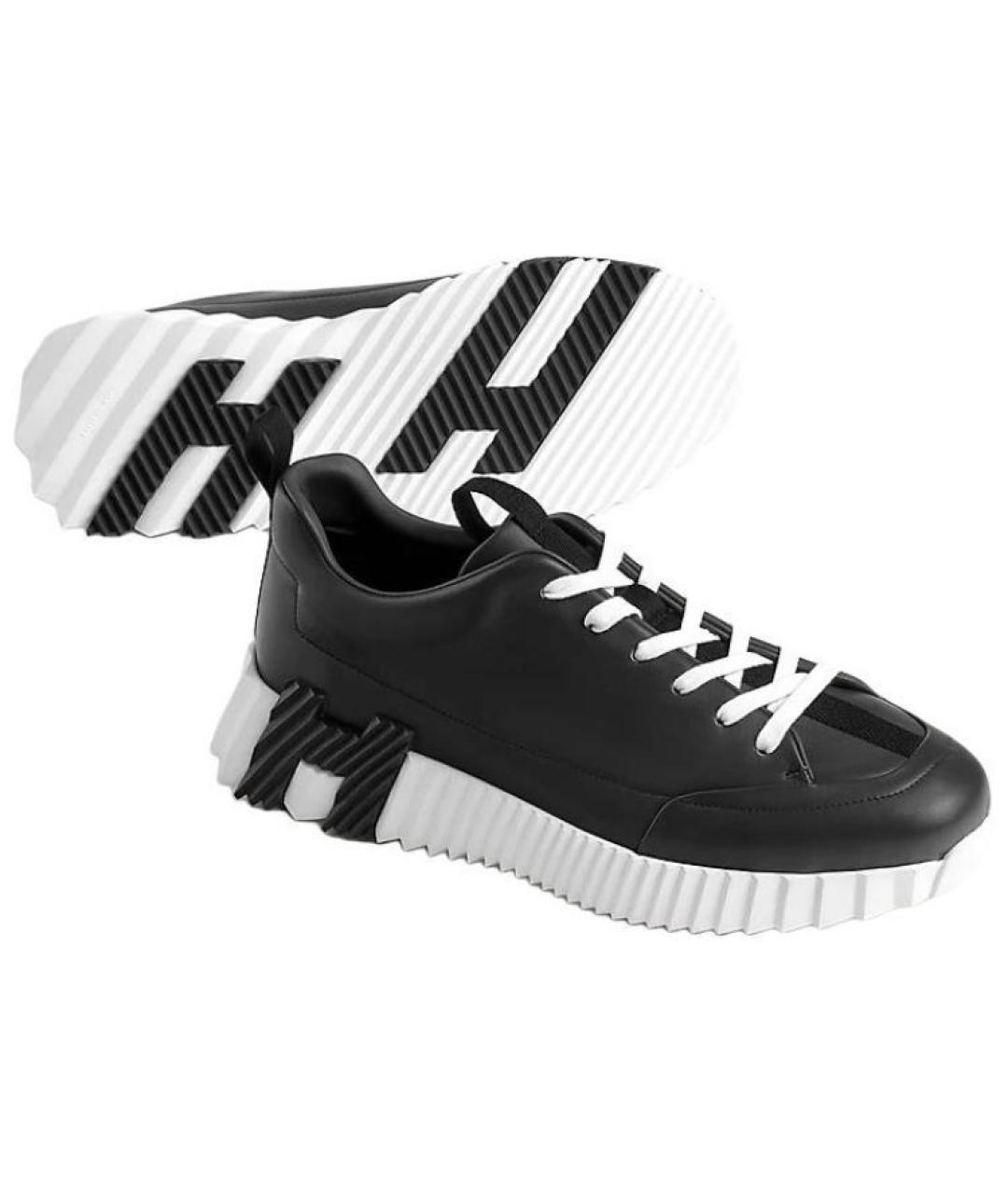 HERMES Черные кожаные низкие кроссовки / кеды, фото 4