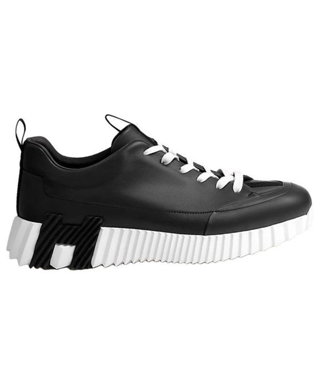 HERMES Черные кожаные низкие кроссовки / кеды, фото 1