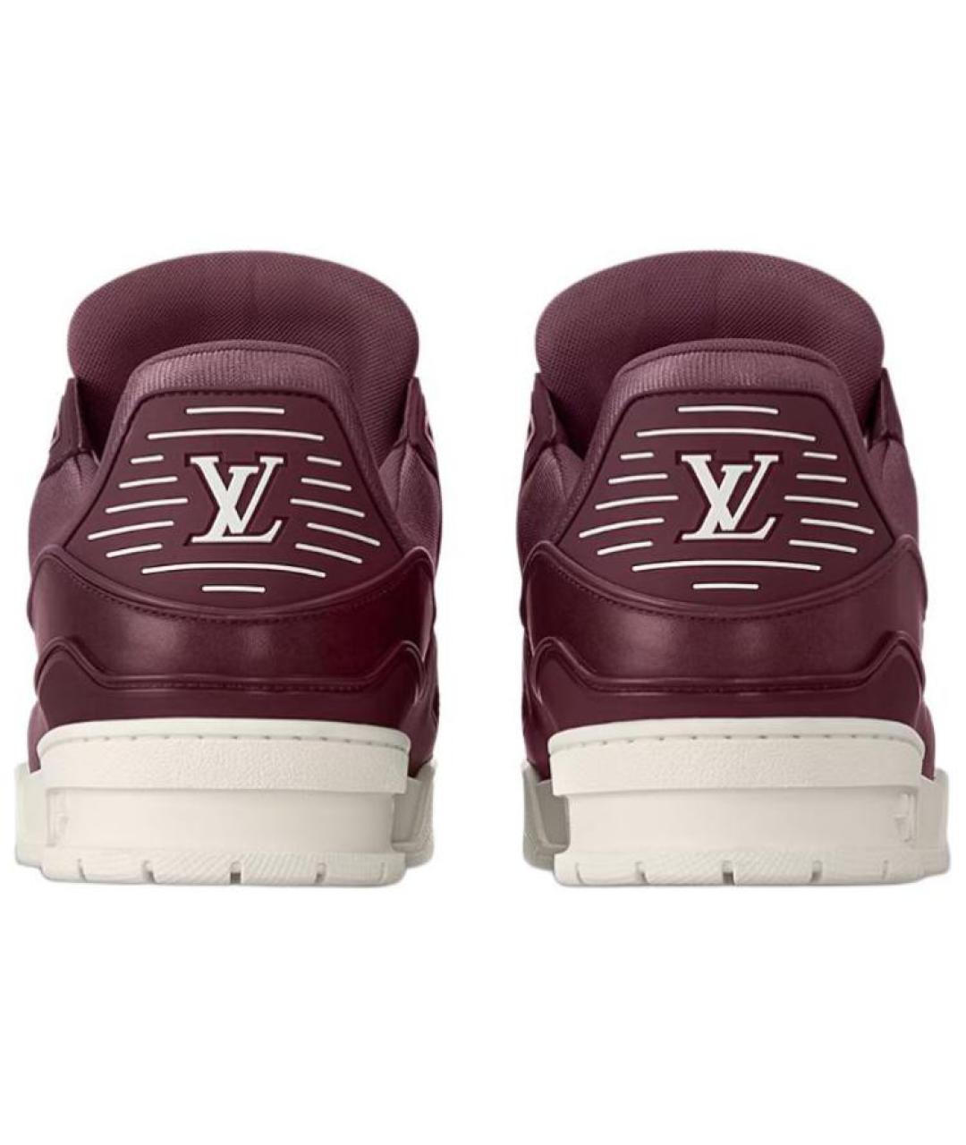 LOUIS VUITTON Бордовые кожаные низкие кроссовки / кеды, фото 4