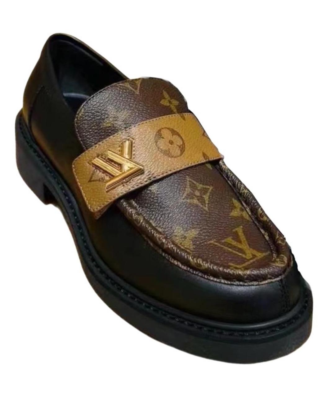 LOUIS VUITTON Черные кожаные лоферы, фото 1