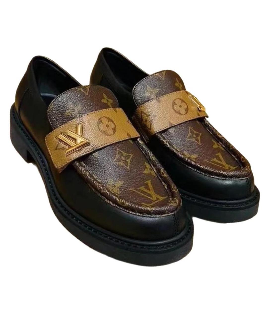 LOUIS VUITTON Черные кожаные лоферы, фото 4