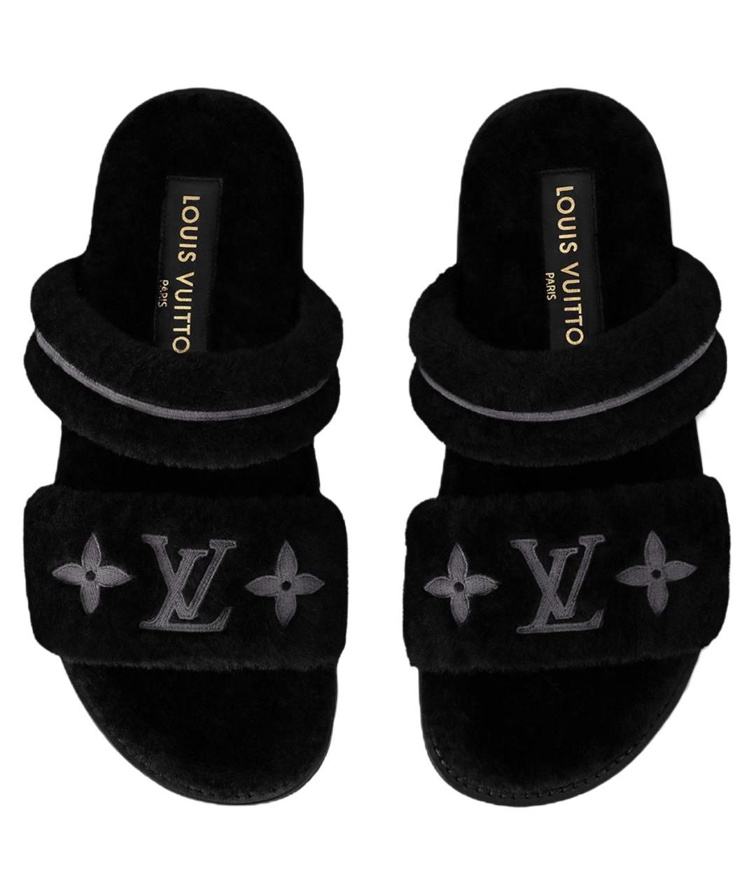 LOUIS VUITTON Черные текстильные сандалии, фото 4