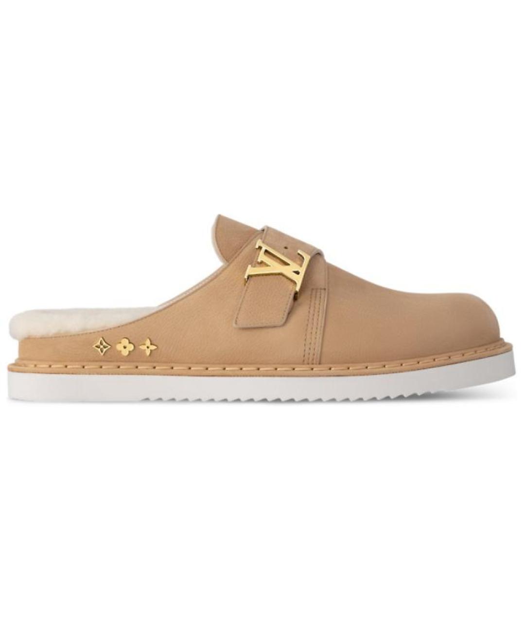 LOUIS VUITTON Бежевые нубуковые слипоны, фото 1