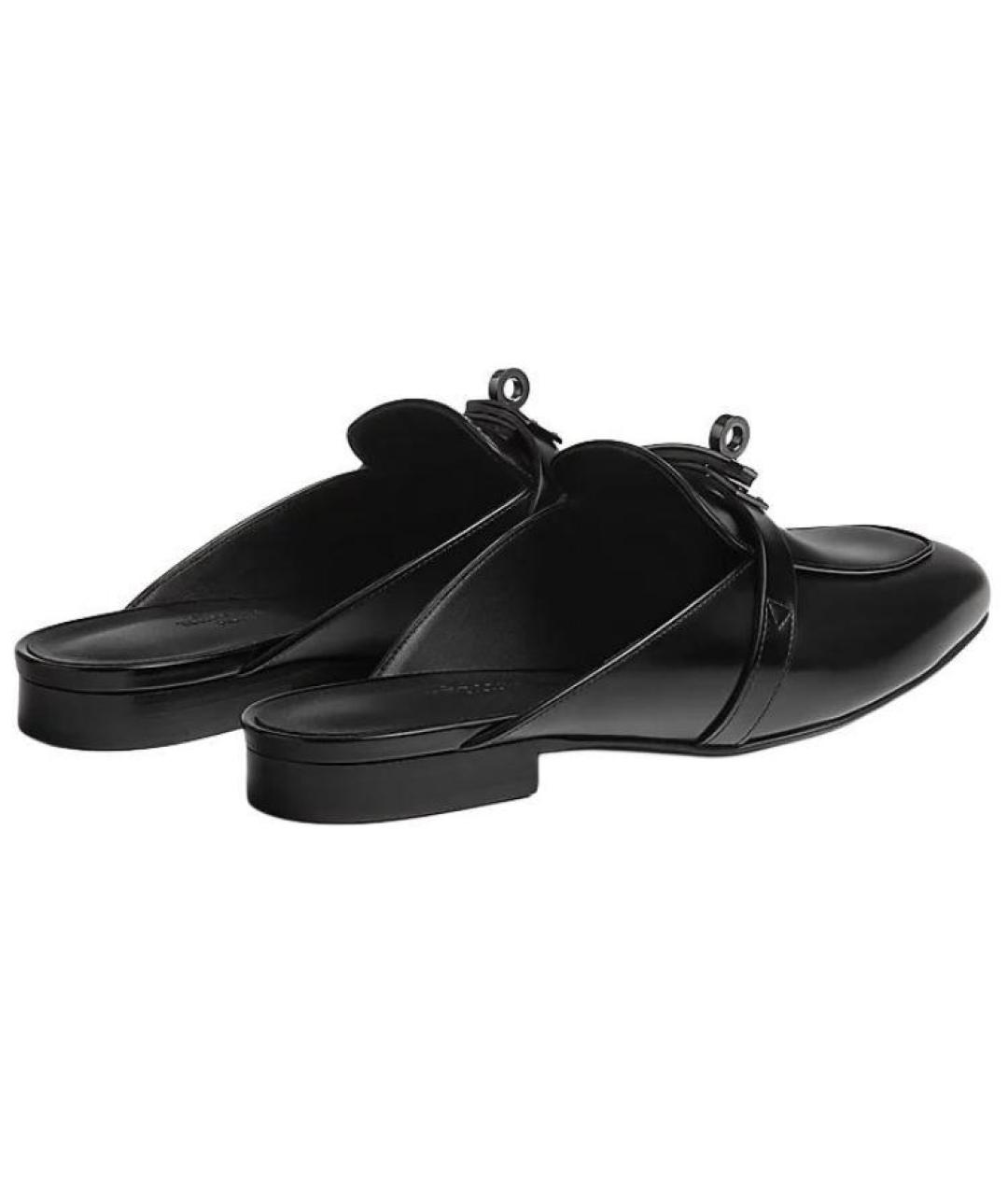 HERMES Черные кожаные мюли, фото 4
