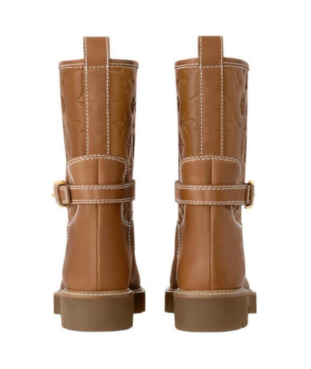 LOUIS VUITTON Коричневые кожаные сапоги, фото 2