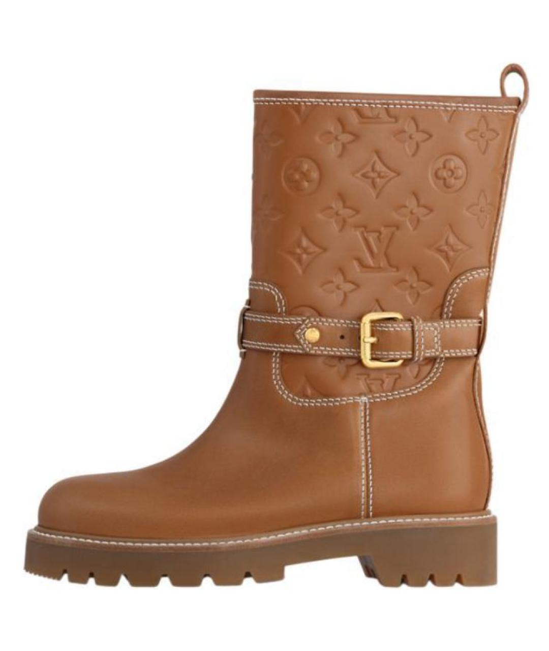 LOUIS VUITTON Коричневые кожаные сапоги, фото 3