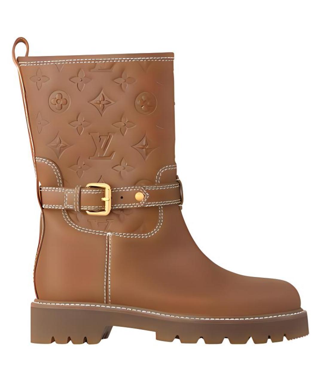 LOUIS VUITTON Коричневые кожаные сапоги, фото 1