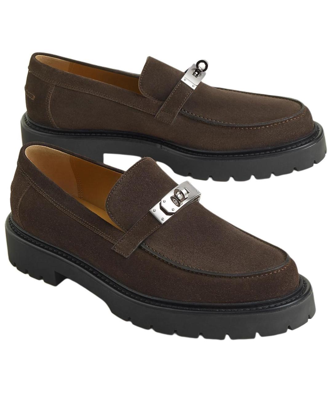 HERMES Коричневые лоферы, фото 4